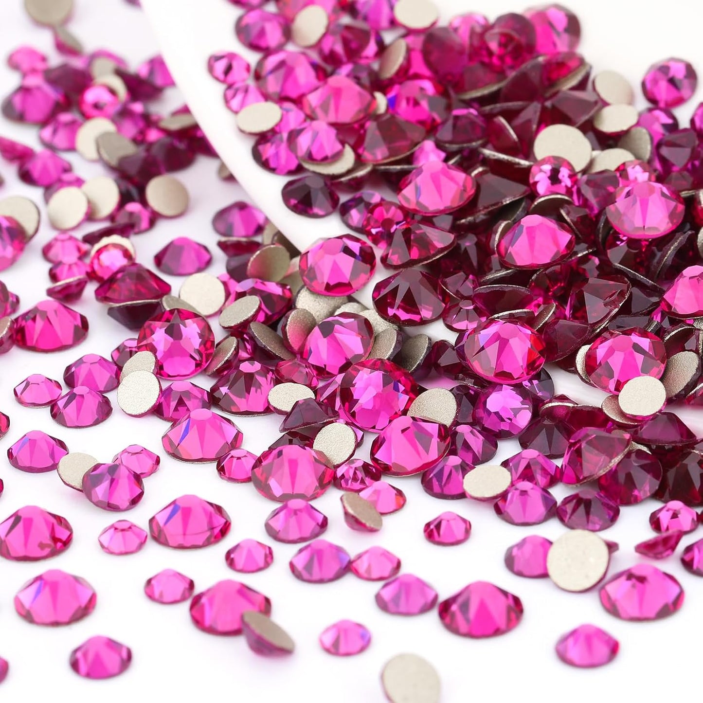Novani Fuchsia Rhinestones 1440pcs Flat Back Round Rhinestone Style 2088 Sparkly Crystal Gemstones for Nail Art and Crafting SS16,3.8-4.0mm