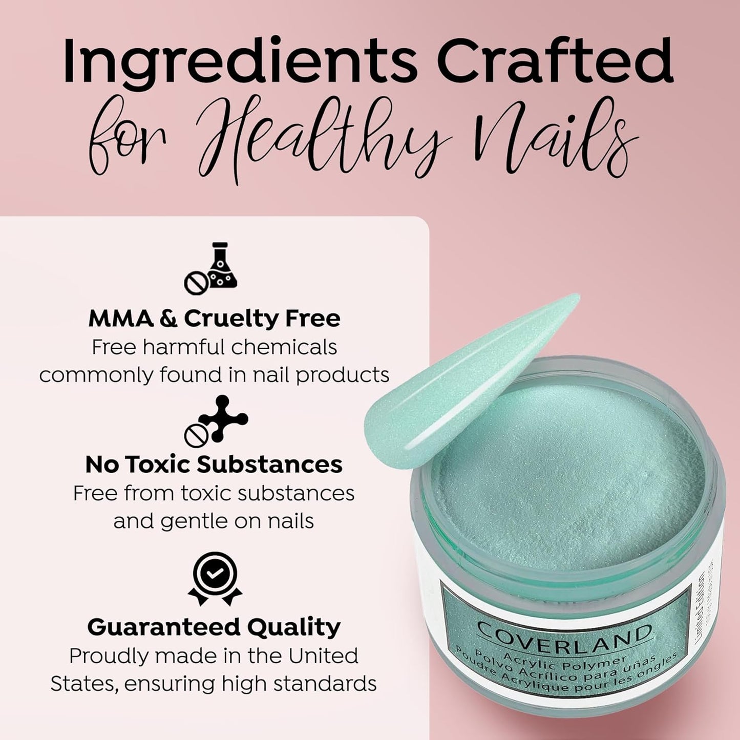 Tones Coverland Acrylic Nail Powder "Aqua Burst" - Limited Edition Acrylic Powder for Nail Design, Sculpting, and Masking Nail Bed Imperfections - (1.5 Oz)