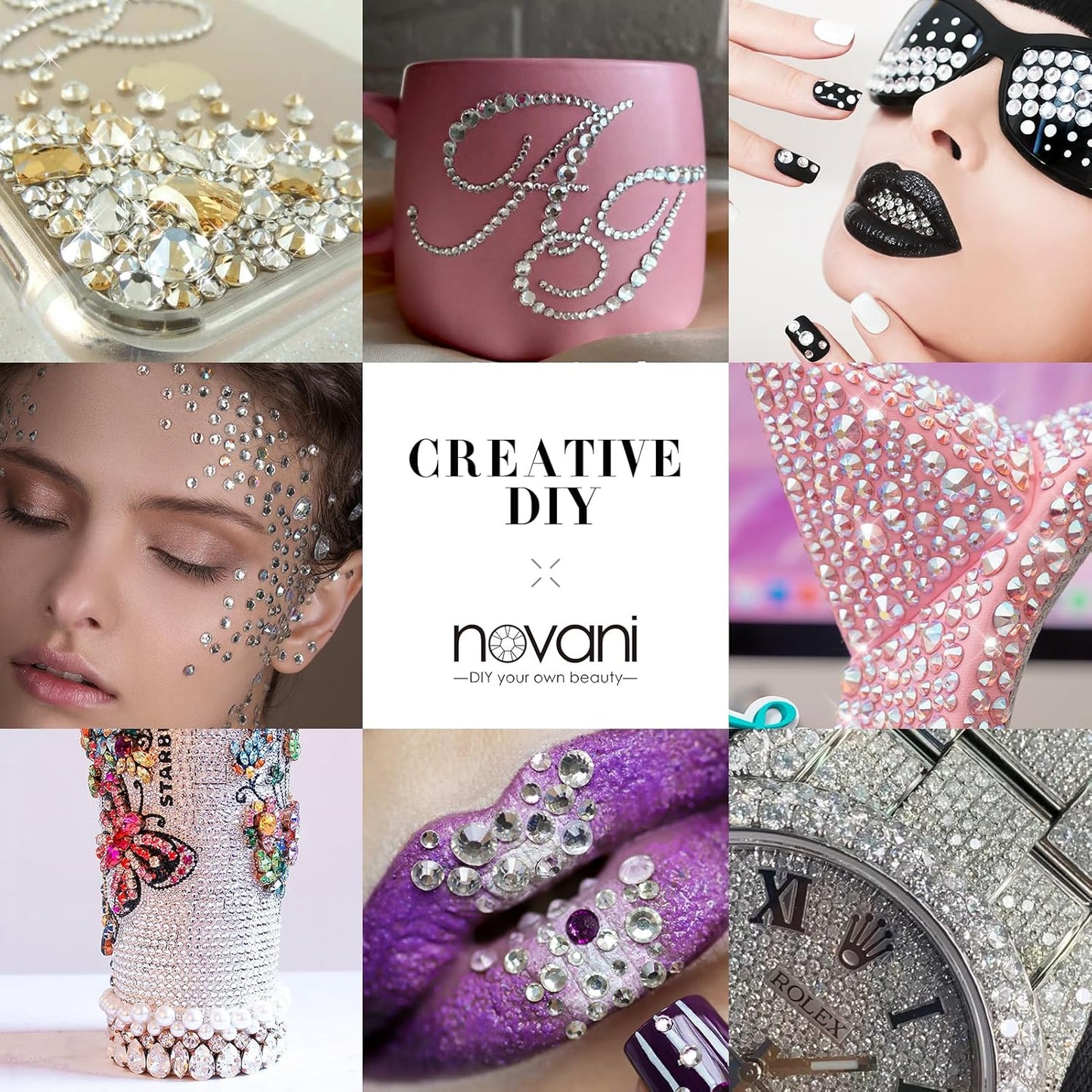 Novani 144pcs Clear Rhinestones Flat Back Round Rhinestone Style 2088 Sparkly Crystal Gemstones for Nail Art and Crafting,SS30(6.4-6.6mm