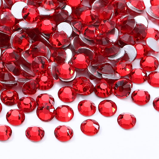 Light Siam Flatback Rhinestones, Glass Rhinestones for Nail Art and Craft, Glue Fix, Loose Crystal Gemstones(Red, SS20, 1440pcs, 4.6-4.8mm)