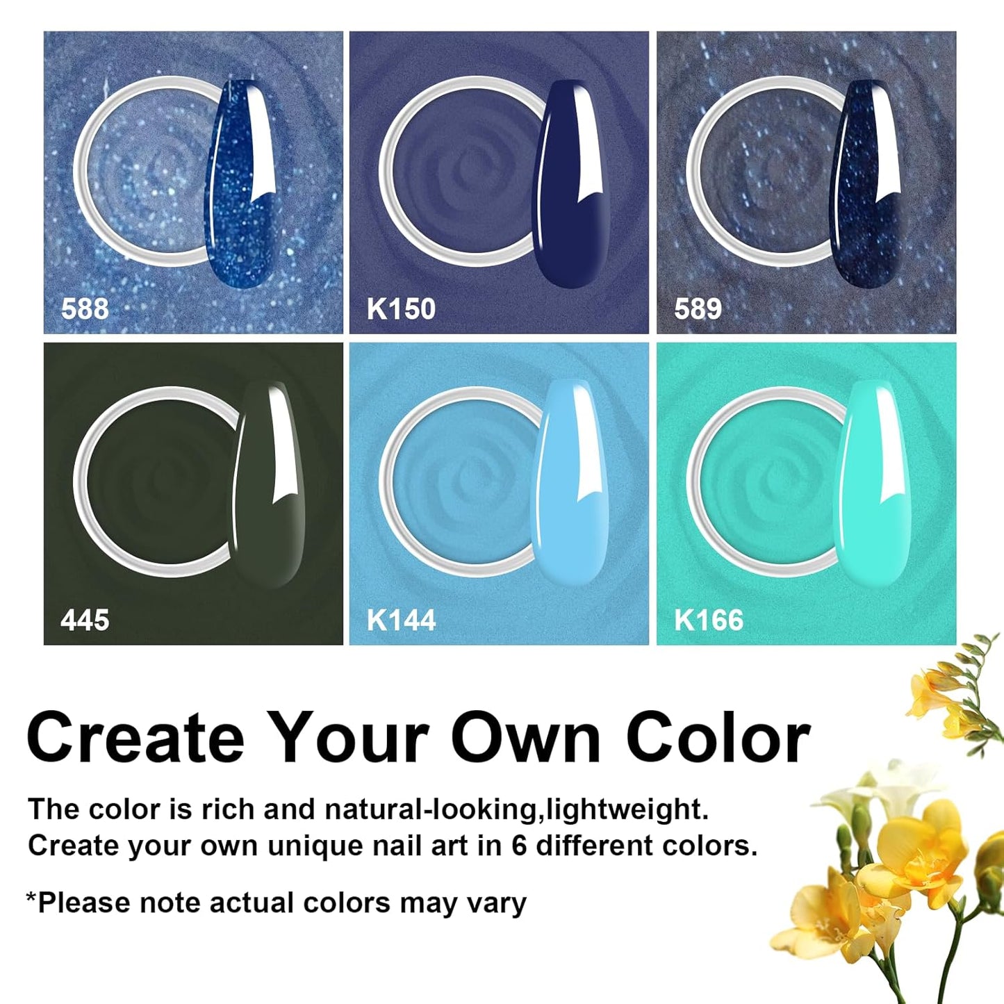 12 Pcs Glitter Blue Dip Powder Nail Kit Starter, Dark Green Blue Snow Dipping Powder Kit With Base & Top Coat/Activator/Brush Saver, Odor-Free&Long-Lasting, No Needed Nail Lamp Curing