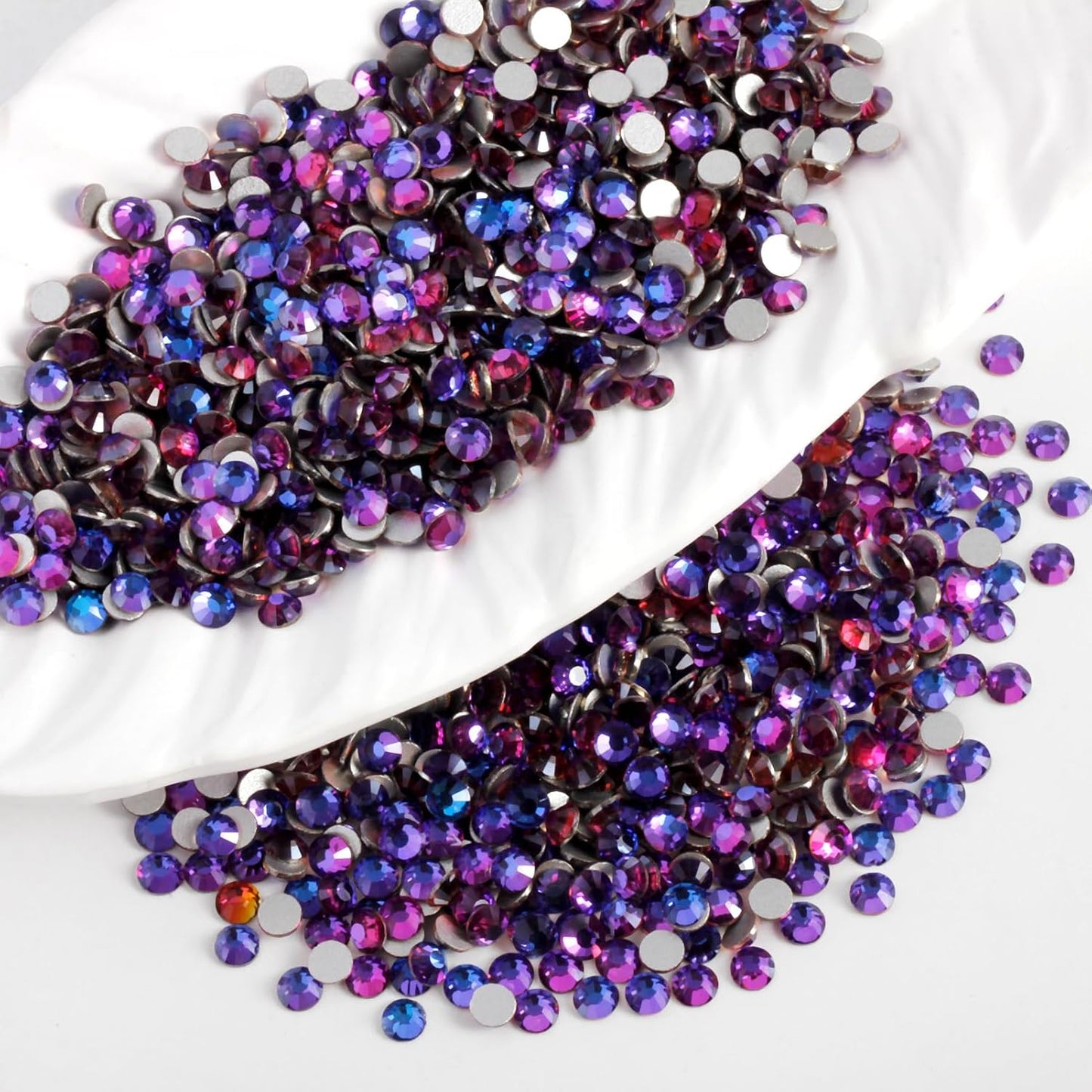 400 PCS SS30 Flatback Rhinestones,12-Facet Diamond-Cut Glass Gems for Nail Art,Clothing,DIY Crafts,Glue-On Decoration Stones with Silver Backing,Purple Velvet