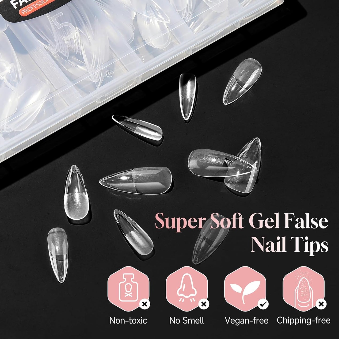 Medium Stiletto Nail Tips: 240 Pcs Full Cover Almond Shape False Nail Acrylic Soft Gel Nails Tips Clear Stiletto Press on Tips Pre-buffed for Nail Art Extension Salon Home DIY 12 Sizes