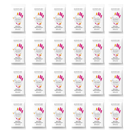 Bodipure All-In-1 Moisturizing Hand Mask Gloves – Keratin & Vitamin E Treatment for Dry Cracked Hands, Deep Hydration Repair Gloves, Strengthen Nails & Soften Cuticles, Spa Hand Care 24 Pairs