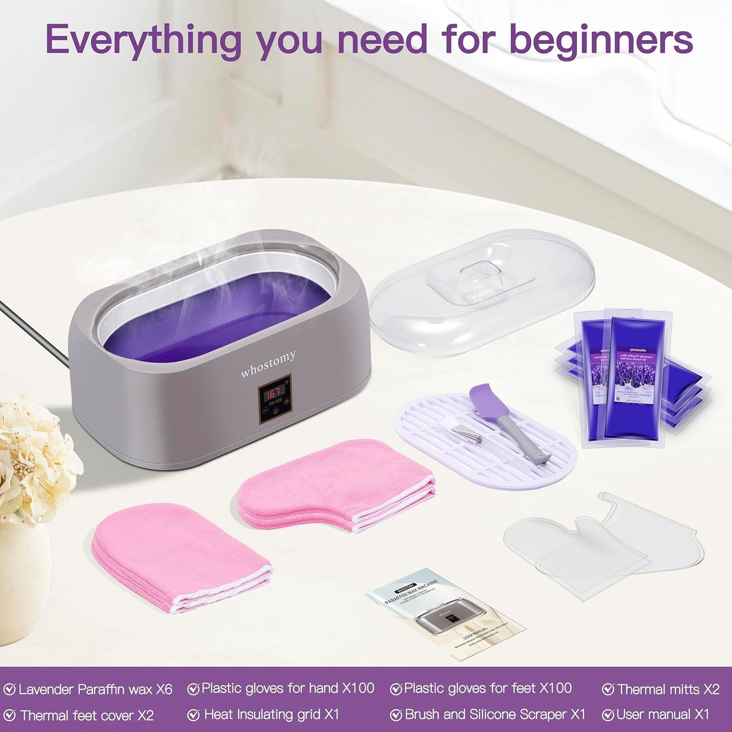 Paraffin Wax Machine for Hands and Feet, Paraffin Wax Warmer Moisturizing Kit 4000ml Wax Bath with Auto Timer, 6-Pack Wax Refills for Manicure Pedicure Home Spa