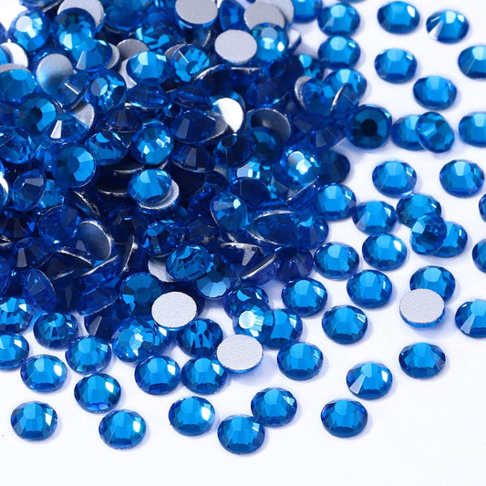 Capri Blue Flatback Rhinestones, Glass Rhinestones for Nail Art and Craft, Glue Fix, Loose Crystal Gemstones(Capri Blue, SS20, 1440pcs, 4.6-4.8mm)