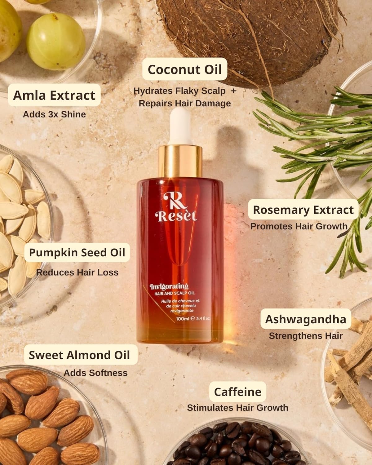 Hair Growth Oil | Natural Hair Regrowth Rosemary Oil for Hair Growth | Scalp & Hair Loss Treatment for Dry, Damaged Hair for Women & Men, 100 ml