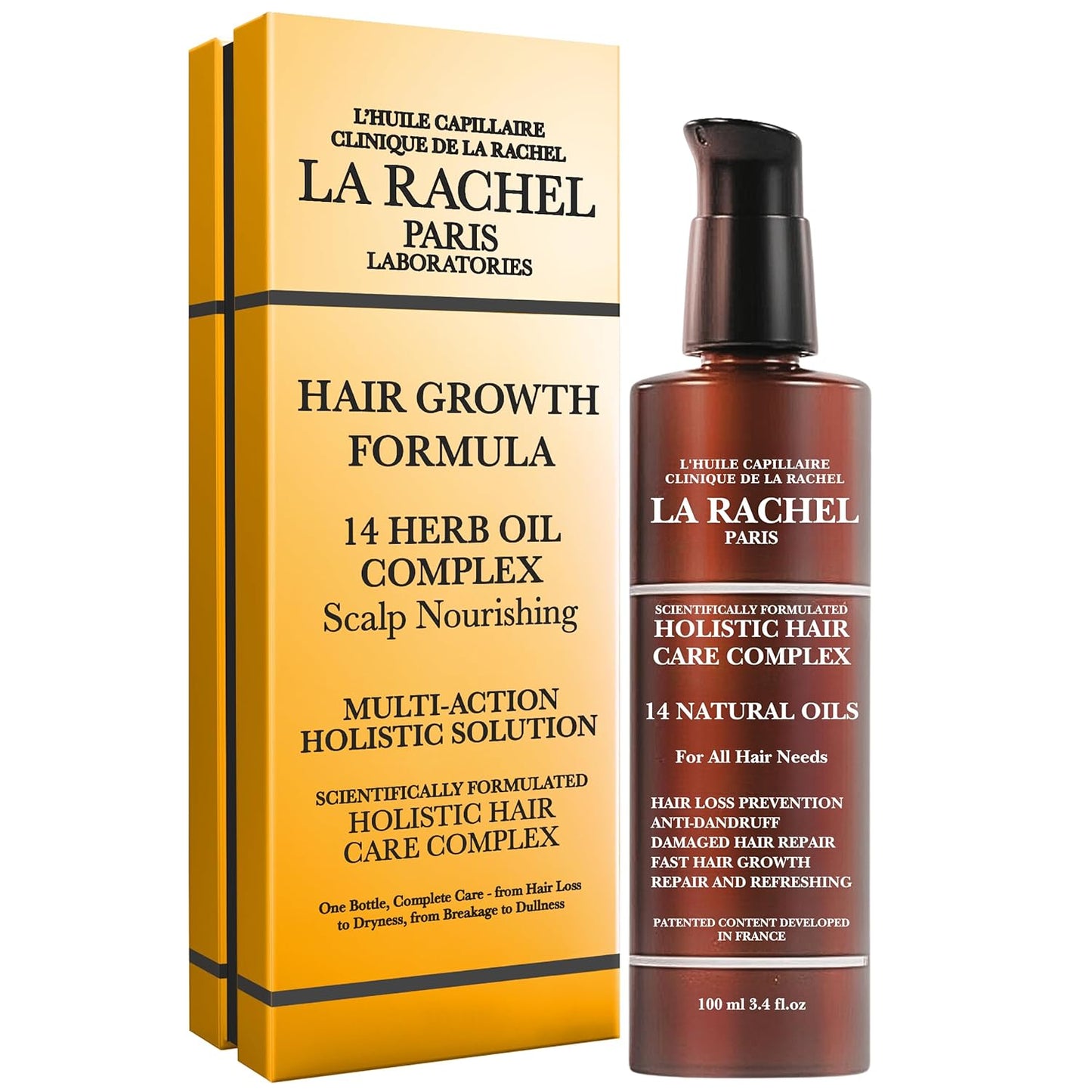 LA RACHEL 14-in-1 Hair Care Oil for Growth & Strength | Scalp & Follicle Nourishing Oil | Restores Shine & Repairs Damaged Hair for Healthier, Stronger Locks Paris | 3.4 Fl oz