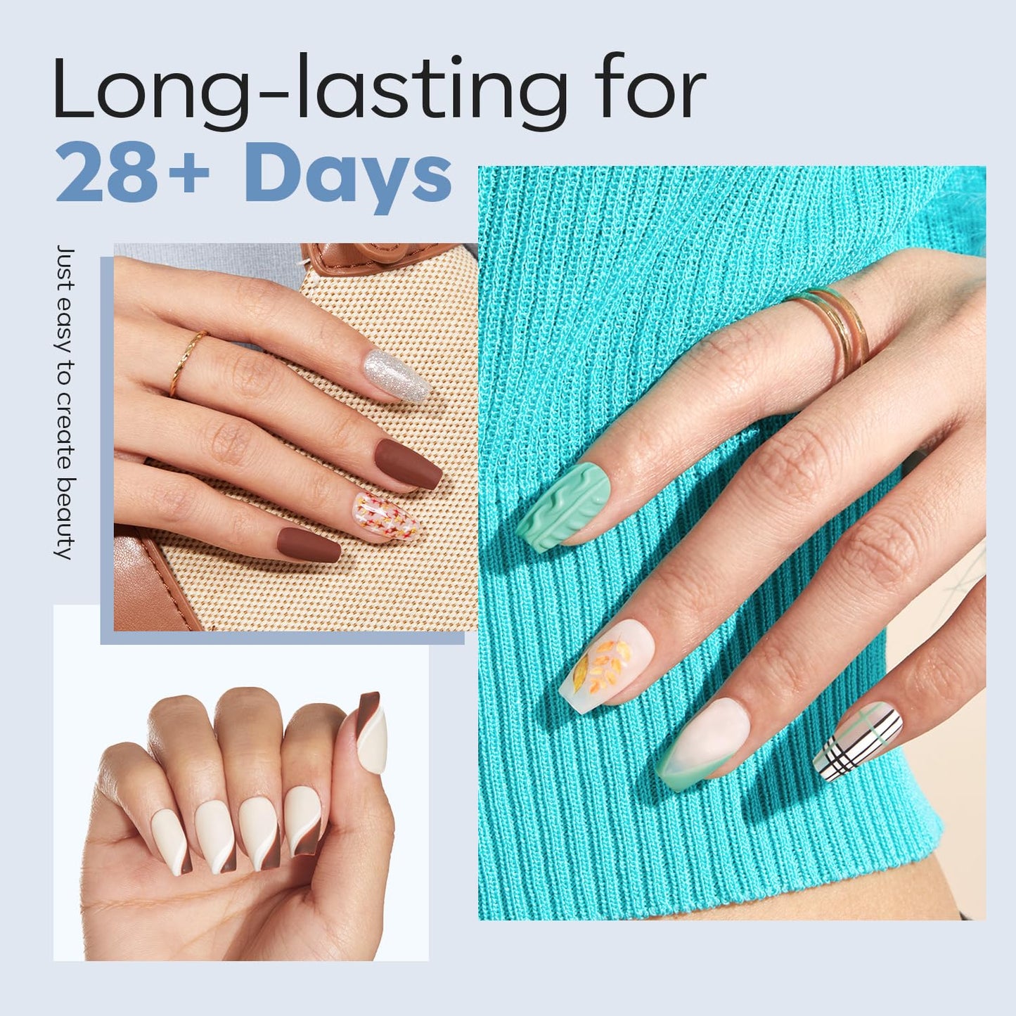 modelones Short Coffin Nail Tips, Pre-shaped Soft Gel Tips Fake Nails False Acrylic Clear Full Cover Press on Extension Kit Gel Manicure DIY at Home 216PCS 12Sizes