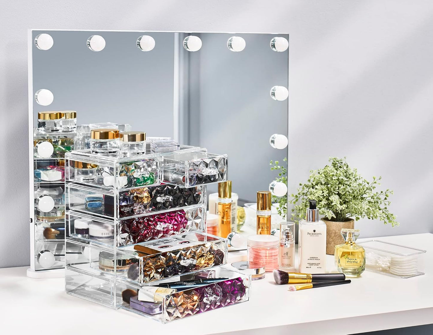 Sorbus Acrylic Makeup Organizer - Organization and Storage Case for Cosmetics Make Up & Jewelry - Big Clear Makeup Organizer for Vanity, Bathroom, College Dorm, Closet, Desk (4 Large, 2 Small Drawers)