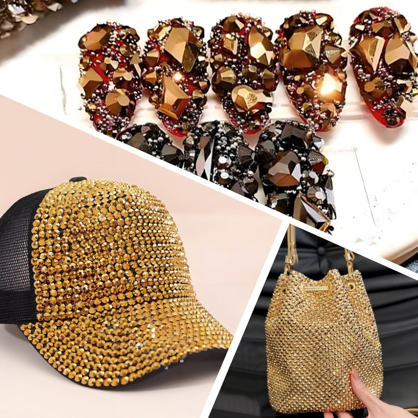 2000 PCS SS12 Flatback Rhinestones,12-Facet Diamond-Cut Glass Gems for Nail Art,Clothing,DIY Crafts,Glue-On Decoration Stones with Silver Backing,Aurum