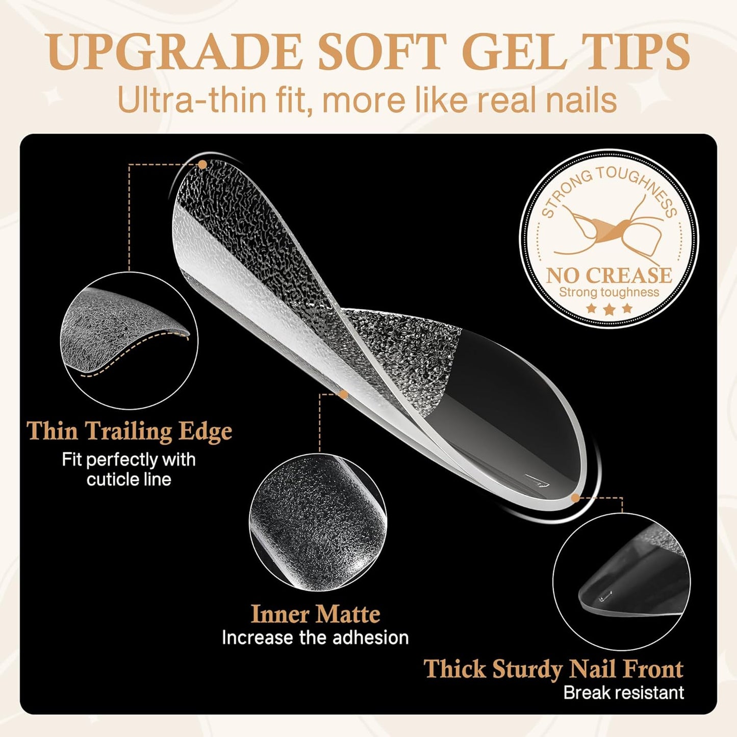 Almond Gel Nail Tips: 360pcs Pre-Shaped Medium Nail Tips Almond Shape Acrylic Fake Nails Half Matte Full Cover Press On Nails for Extension Home DIY Salon 12 Sizes