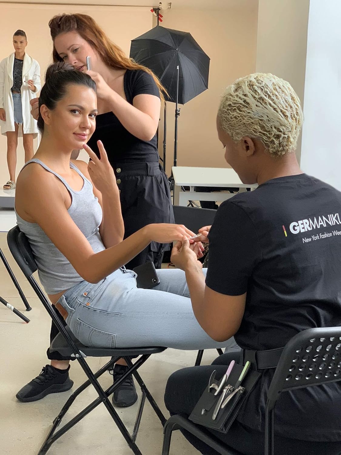 GERMANIKURE Gray Crystal Glass Nail File Set in Magenta Leather Case – Handmade in Czech Republic – Professional Manicure & Pedicure Supplies – Glass Cuticle Stick, Pusher, Moon File