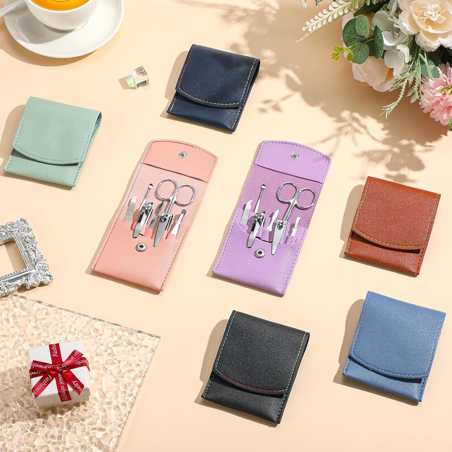 70 Set Manicure Set Bulk Professional Nail Care Kit Nail Clippers Kit Stainless Steel Pedicure Set with Travel Case Multicolor Portable Grooming Kits Gifts for Men Women (7 in 1,3x3.9'')