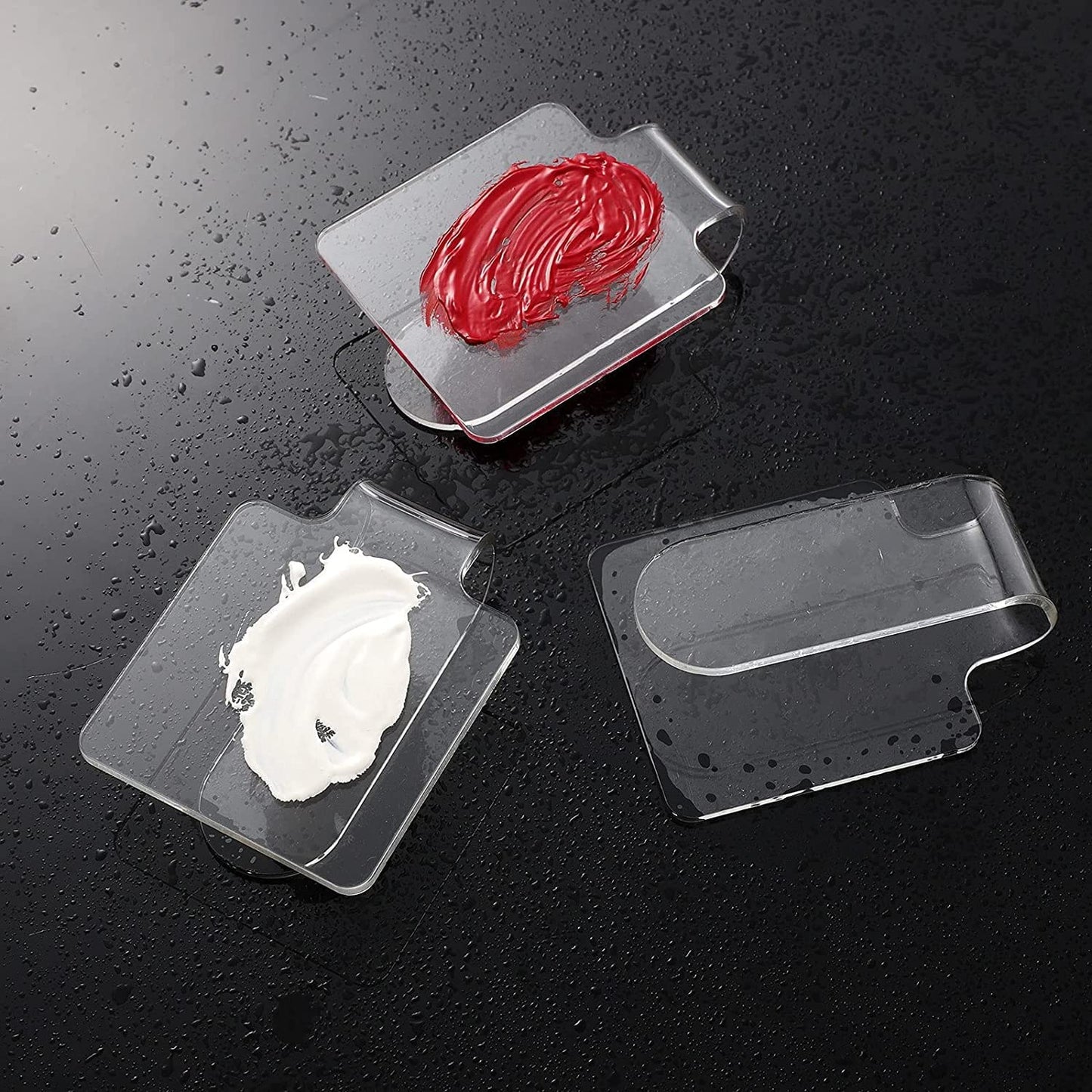 2PCS Clear Acrylic Professional Makeup Palette Handheld Cosmetic Nail Art Manicure Palette for Mixing Foundation Cosmetics Eyeshadow Cremes