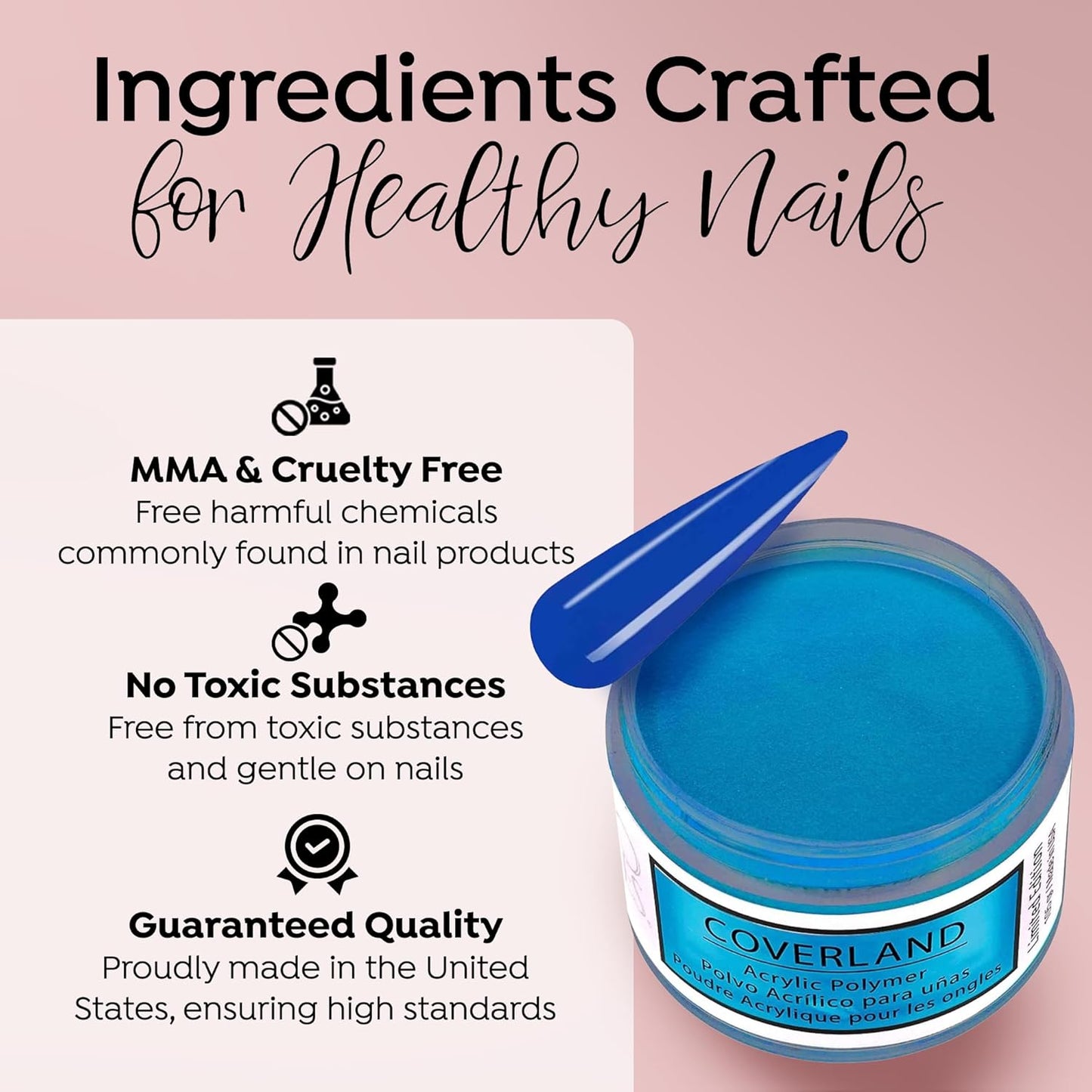 Tones Coverland Acrylic Nail Powder "Mar Caribe" - Limited Edition Acrylic Powder for Nail Design, Sculpting, and Masking Nail Bed Imperfections - (1.5 Oz)