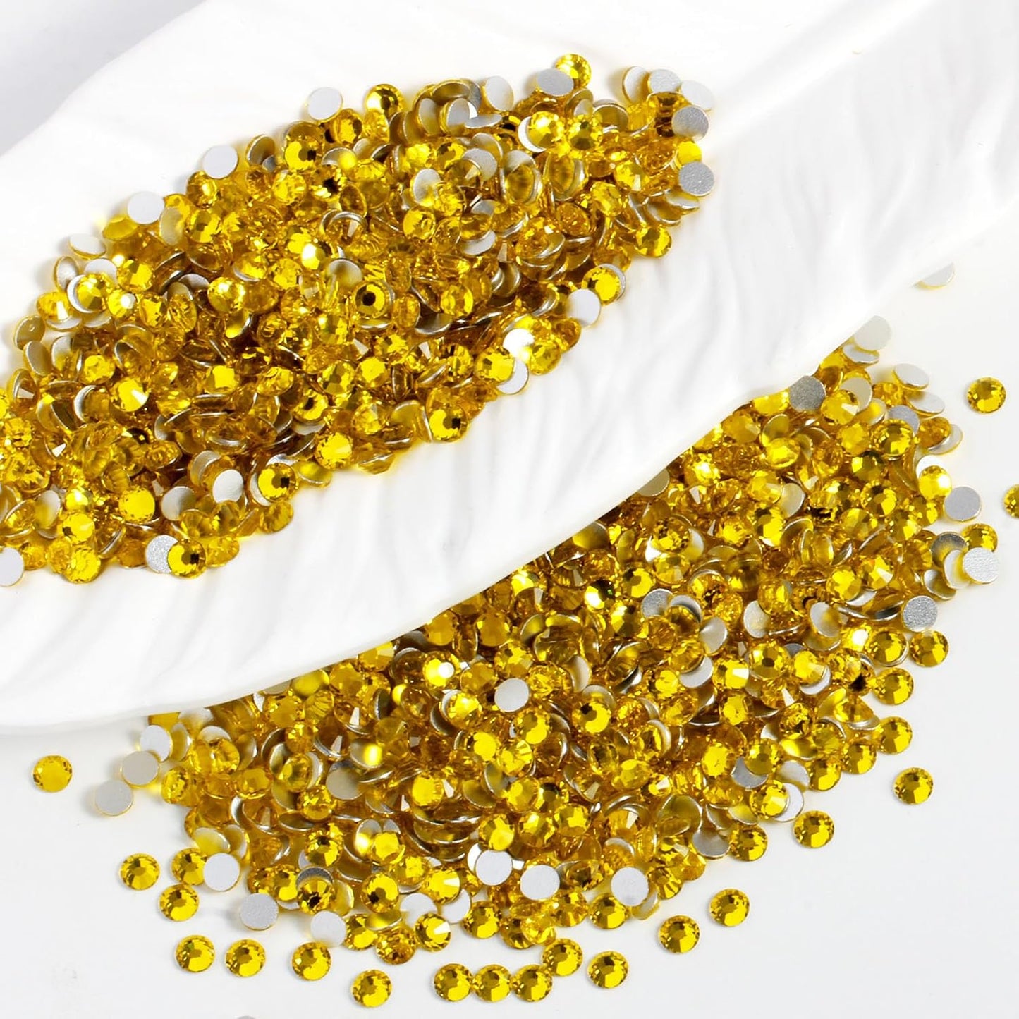 5000PCS SS6 Flatback Rhinestones | 12-Facet Diamond-Cut Glass Gems for Nail Art, Clothing, DIY Crafts |Glue-On Decoration Stones with Silver Backing(Citrine)
