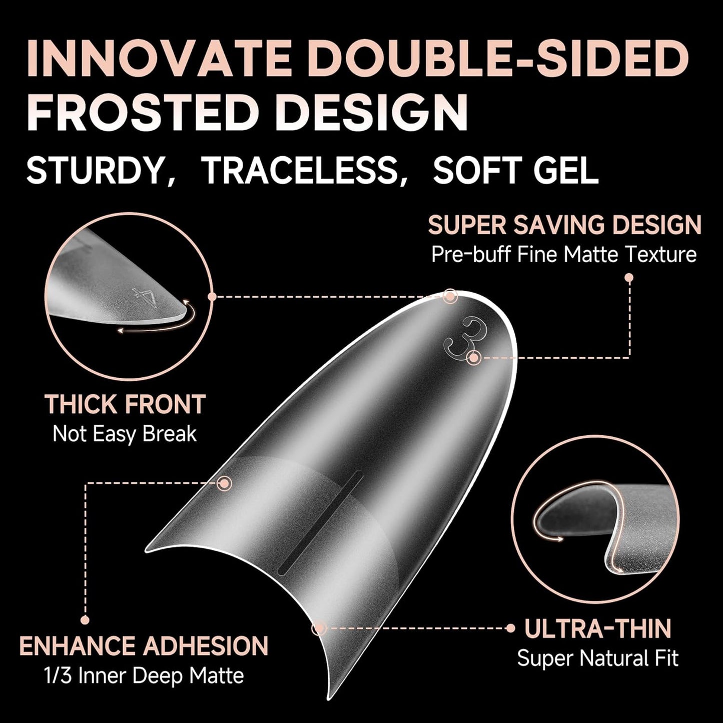 UNA GELLA Medium Almond Gel Nail Tips: Full Matte Almond Shape Nail Tips Half Cover 216pcs Medium Almonds Press On Nails DIY Salon for Fake Acrylic False Nails 12 Sizes, Saving Design Gelly Tips