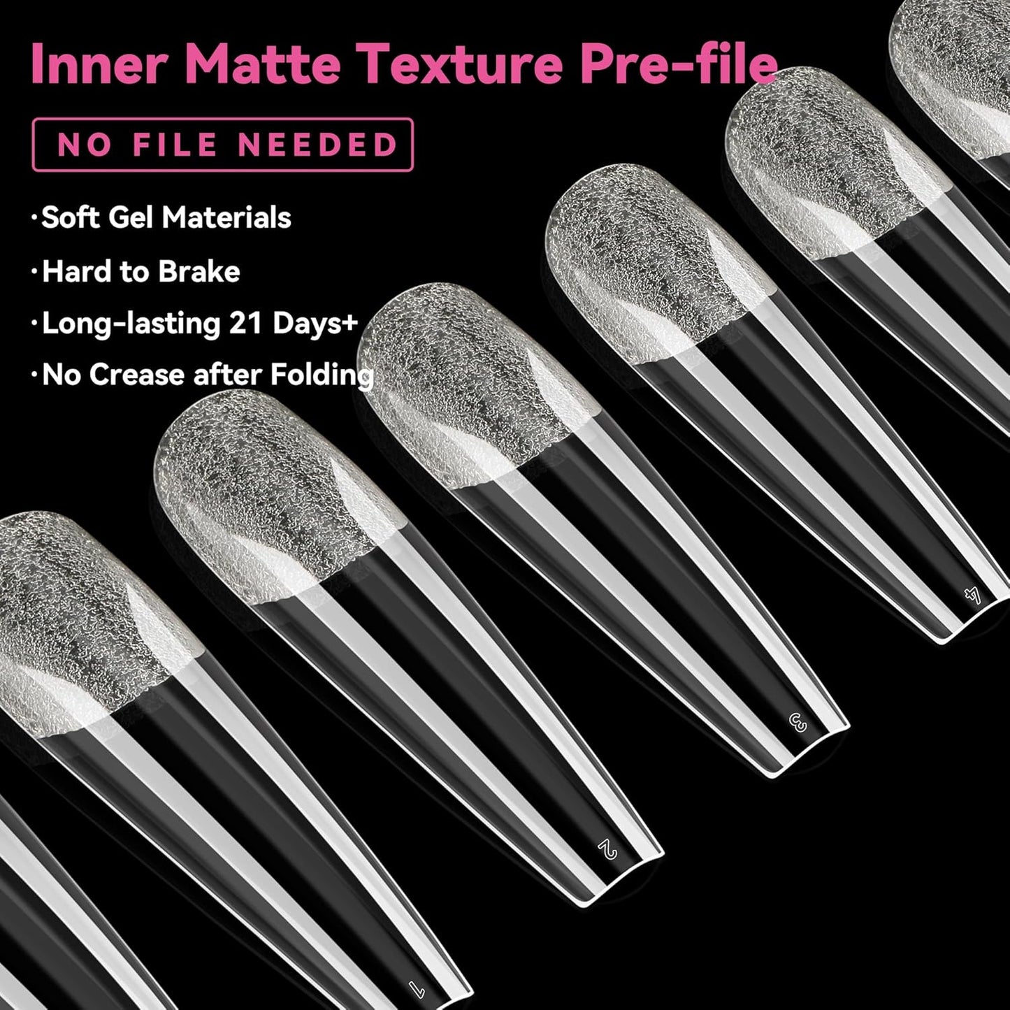 UNA GELLA Extra Long Coffin Nail Tips XXL Soft Gel Nail Tips 216pcs Coffin Pre-shape Press On Nails No C Curve Full Cover Ballerina Nail Tip Clear Fake Nail for Acrylic Nail Soak Off DIY Salon 12Sizes