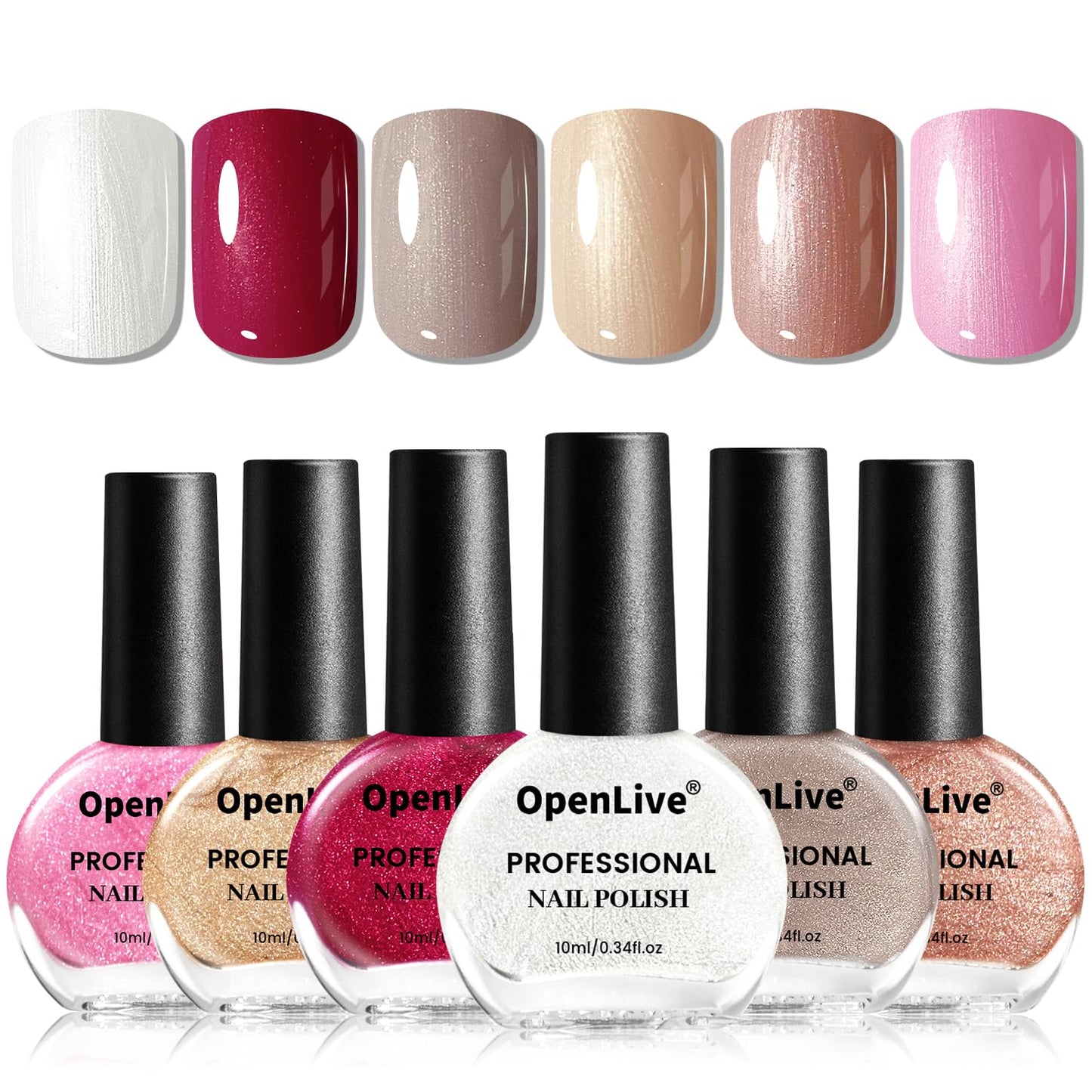 10ml Glitter Nail Polish Set 6 Colors Glitter Red Pink White Nail Polish Set for Nail Art