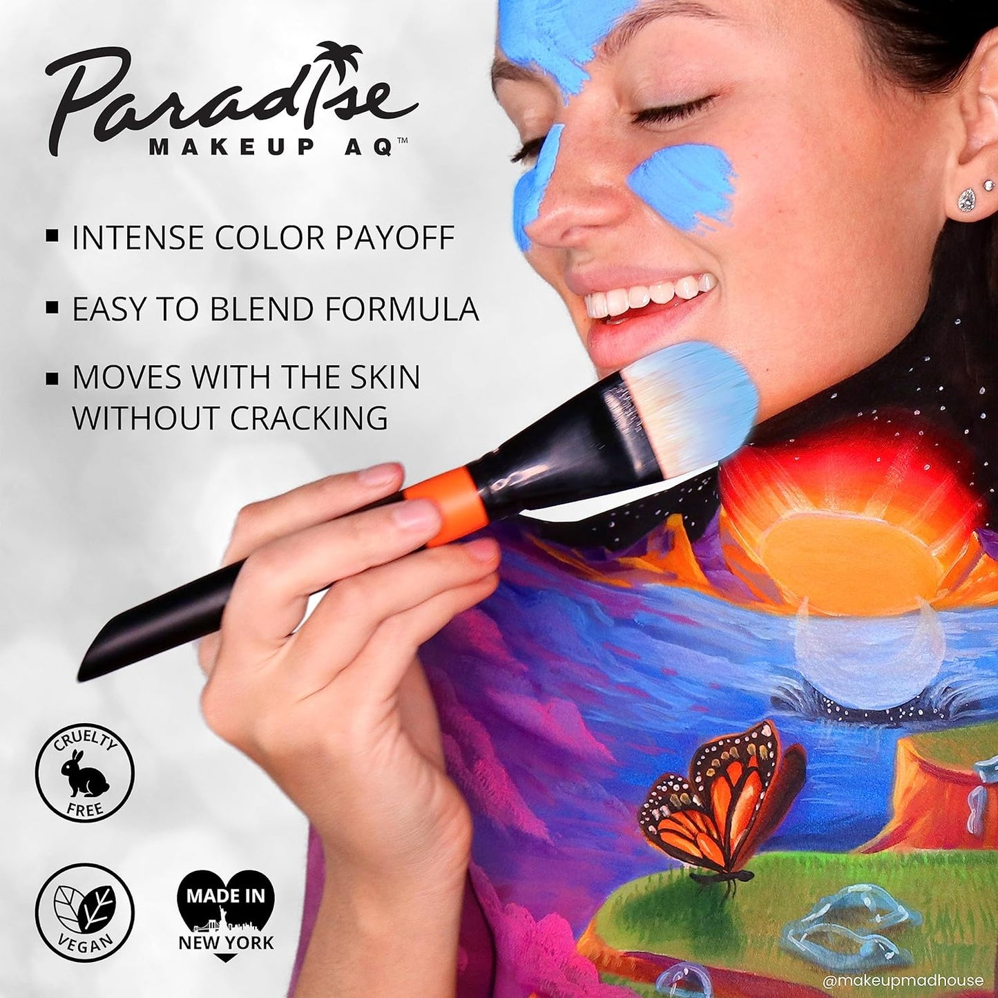 Mehron Makeup Paradise Makeup AQ 8 Color Basic Palette | Magnetic Refillable Body Paint & Face Paint Palette | Professional Water Activated Makeup for Costumes, SFX, Halloween, & Cosplay