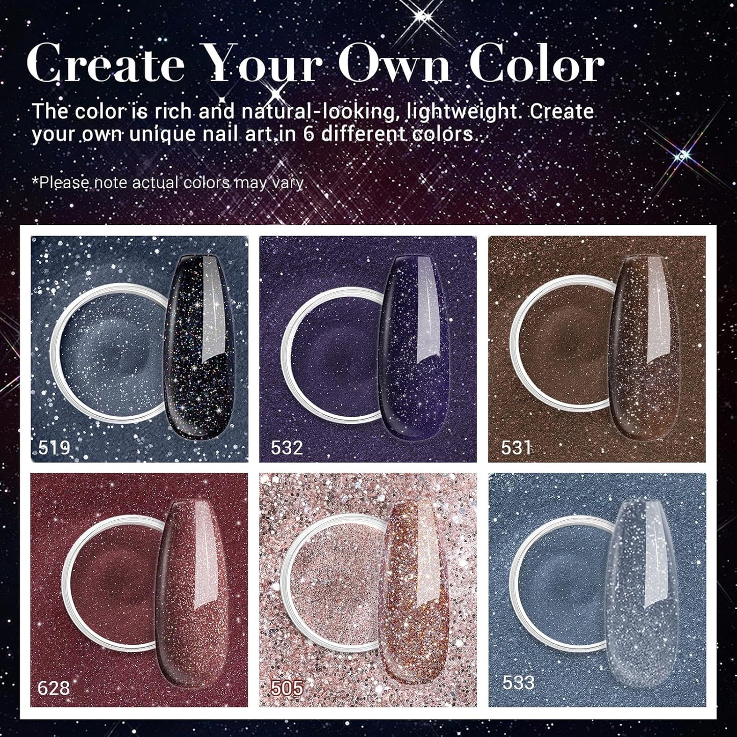 AZUREBEAUTY Dip Powder Nail Set 6 Colors Dark Light Blue Purple Brown Wine Red Shimmery Sparkle Shiny Fall Winter Dipping Powder Starter Kit French Nail Art Manicure Salon No Need Nail Lamp Cured