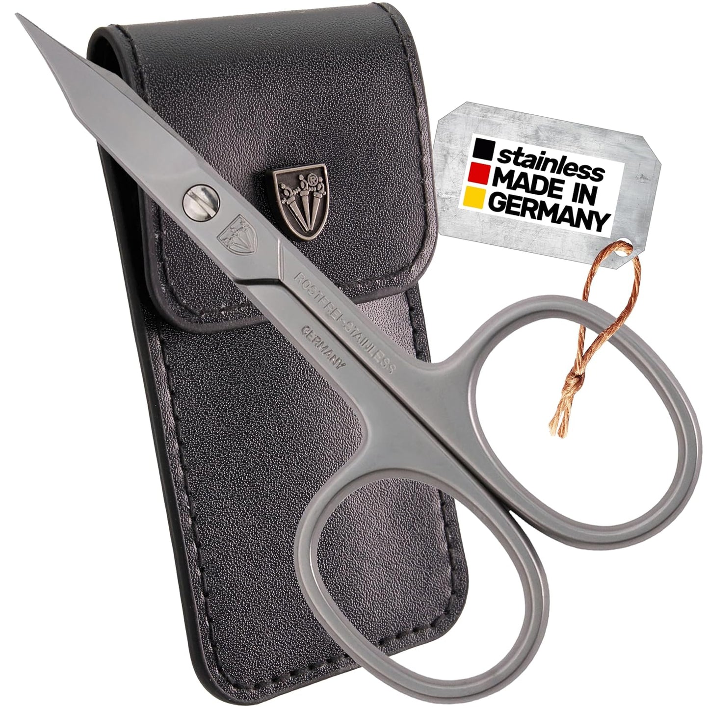 3 Swords Germany - brand quality STAINLESS STEEL INOX CURVED COMBINED CUTICLE & NAIL SCISSORS (1 PIECE) with case for manicure pedicure - nail care by 3 Swords - Made in Germany